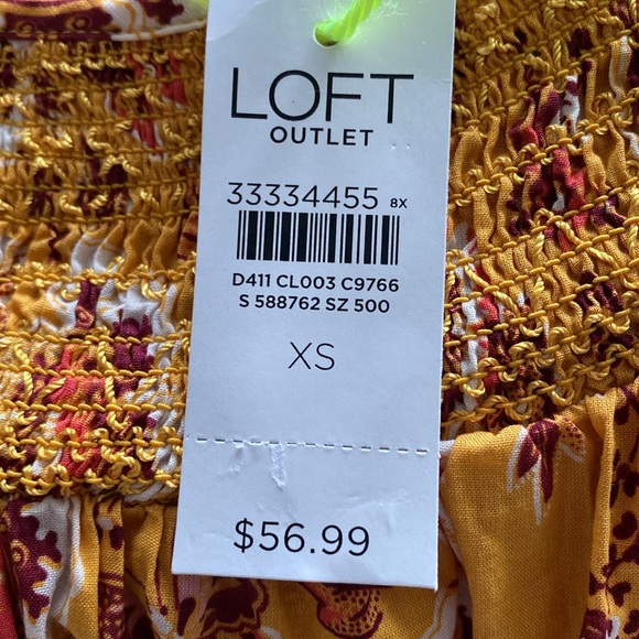 Loft Outlet Floral Smocked Short Sleeve Top - Picture 10 of 10